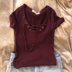 Ribbed Cross Crop Top